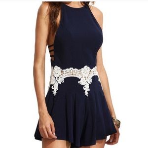 Romper Dark Navy Blue with lace waist